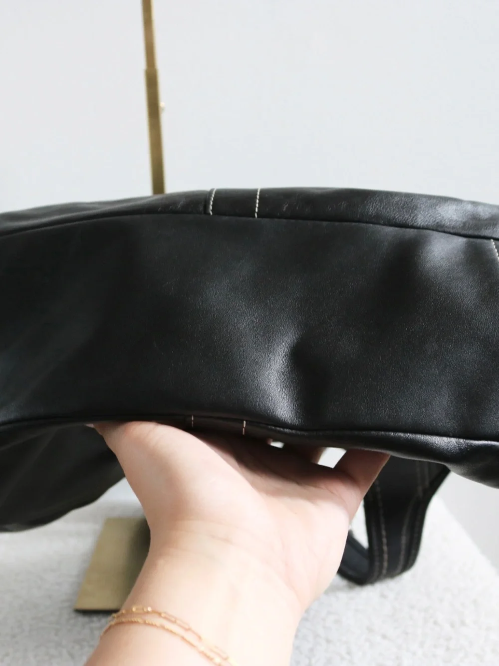 Vintage Coach Pleated Ergo Kisslock Shoulder Bag Black